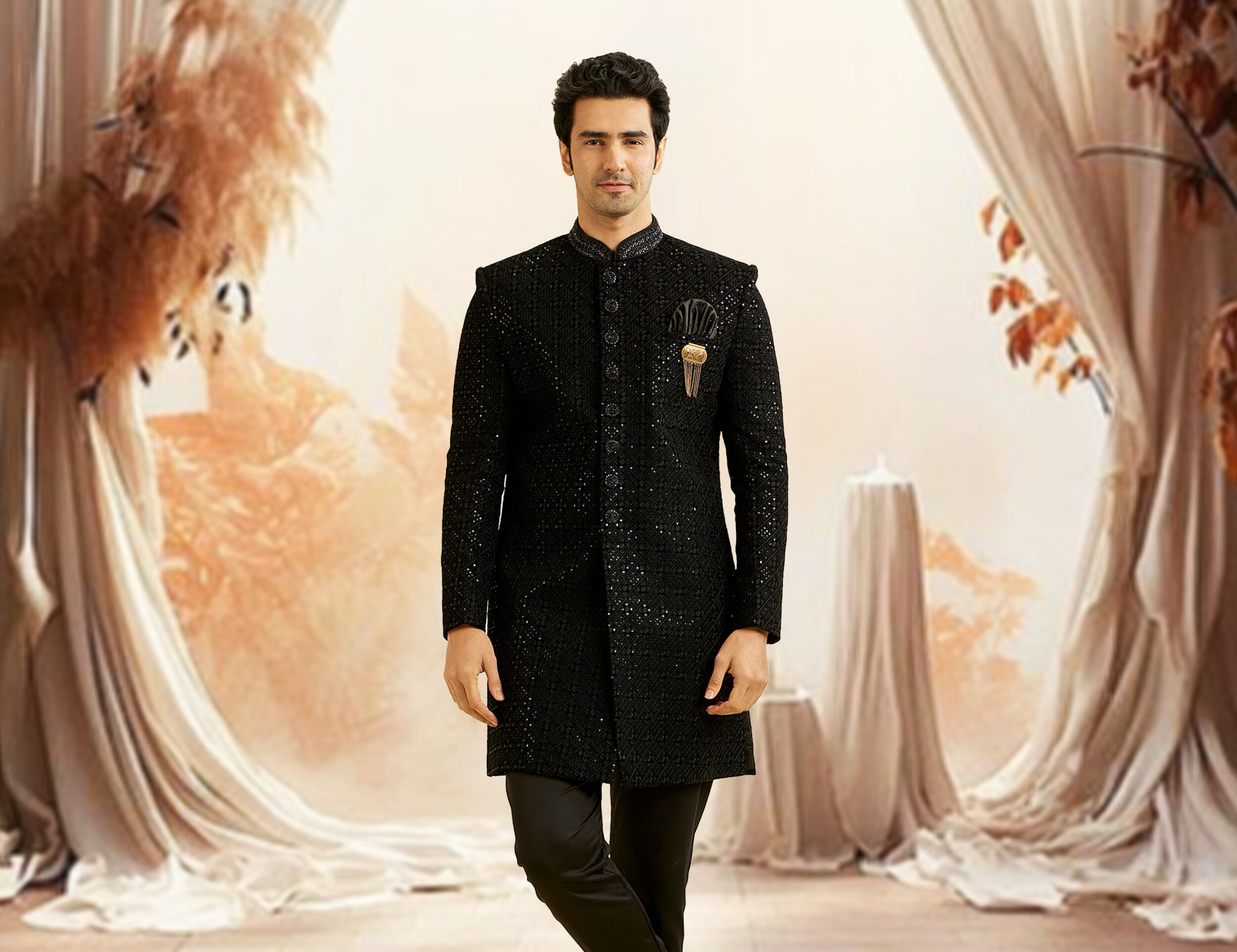 men in black jodhpuri suit for wedding season